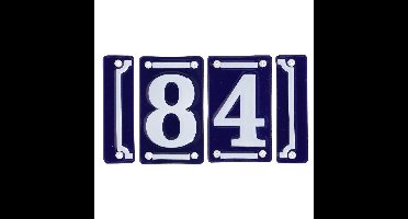 Best for Boots huisnummer 84 - met sierrand - Oudhollands - emaille - blauw/wit