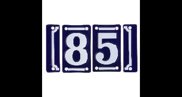 Best for Boots huisnummer 85 - met sierrand - Oudhollands - emaille - blauw/wit