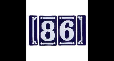 Best for Boots huisnummer 86 - met sierrand - Oudhollands - emaille - blauw/wit