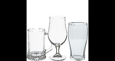 Bierglazen set - pint glazen/bierpullen/bierglazen op voet - 12x stuks - glas