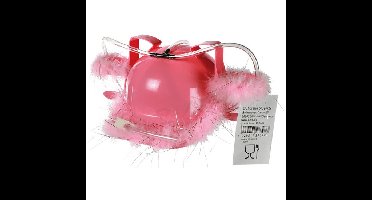 Bierhelm - roze - met veren - Drinkspel/drankspel artikel - Vrijgezellenfeest - helm