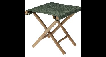 Bijzet krukje/stoel - Inklapbaar - army groen - vouwkruk - bamboe/polyester - 40 x 40 cm