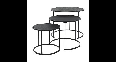 Bijzettafel/plantenstandaard set - 3x stuks - zwart - metaal