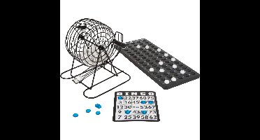 Bingo spel zwart/wit complete set 20 cm nummers 1-75 met molen en bingokaarten