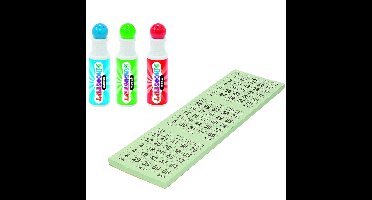 Bingo spullen - 3x bingostiften en 100x Bingokaarten nummers 1-75