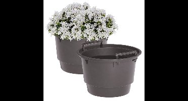 Binnenpot voor bloempotten/plantenpotten - 2x - antraciet - 40 liter - rond - met handvatten