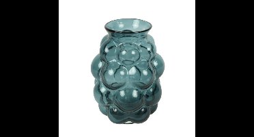 Bloemenvaas Bubblegum Medium - transparant glas - petrol blauw - D16 x H21 cm - vaas