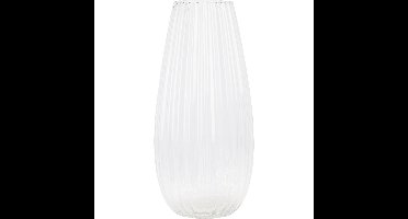 Bloemenvaas - Felicia - glas met streep relief - transparant - D17 x H37 cm