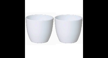 Bloempot glanzend wit keramiek voor kamerplant H13.5 x D15.5 cm