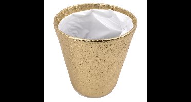 Bloempot kunsstof mand in glitter goud 15 x 14 cm voor bijvoorbeeld kerststukje