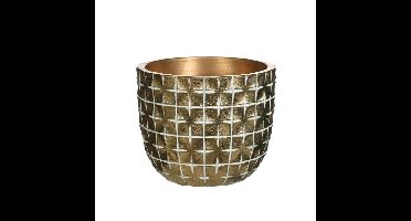 Bloempot/plantenpot ruit motief Hanoi - goud - D10 x H8 cm - binnen