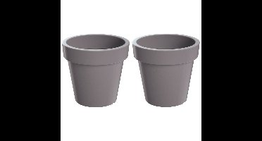 Bloempot/plantenpot voor binnen en buiten - Set van 2x stuks - D60 x H52 cm - steengrijs - kunststof