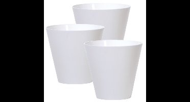 Bloempot/plantenpot voor buiten - Set van 3x stuks - kunststof - wit - D25 x H23 cm - 7 liter