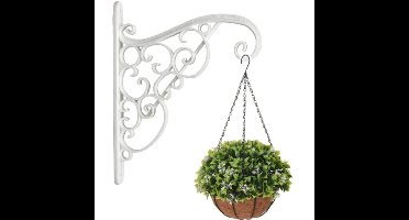 Bloempothanger/bloempot haak - kunststof - wit - 20 x 23 cm