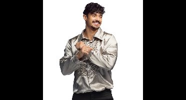 Boland Disco shirt - zilver - met ruffles - polyester - party overhemd - disco/seventies