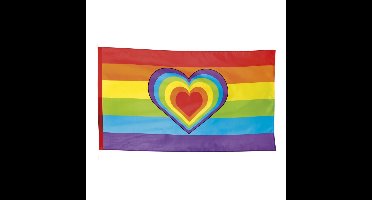 Boland Gay Pride Regenboog vlag - met hartje - Rainbow - 90 x 150 cm