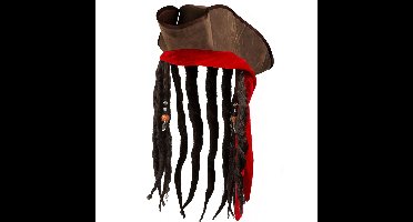 Boland hoed piraat - heren - carnaval - met haar/vlechten - verkleden