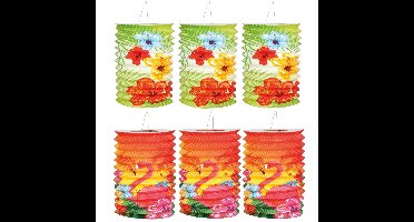 Boland Lampionnen Hawaii - 6x stuks - 16 cm - tropisch thema - versiering
