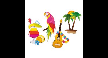 Boland Muurversiering Hawaii - 4x stuks - 35 cm - tropisch thema - versiering