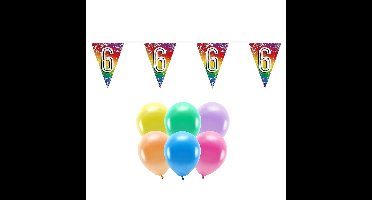 Boland Party 6e jaar verjaardag feest versieringen - Ballonnen en vlaggetjes