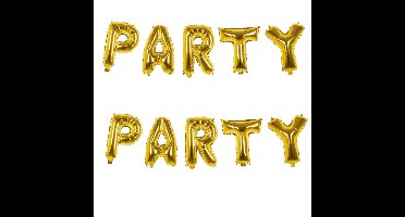 Boland Verjaardag slinger PARTY - 2x - goud - 300 cm - feest folie ballonenslinger