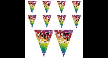 Boland Vlaggenlijn 25 jaar - 2x - versiering - vlaggetjes slinger - 6 meter - Glitter folie