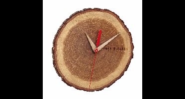 Boomschijf/boomstam wandklok - bruin naturel - D18 cm - geolied eikenhout - muur klok - rond