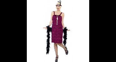 Bordeaux rood flapper jurkje verkleed kostuum voor dames