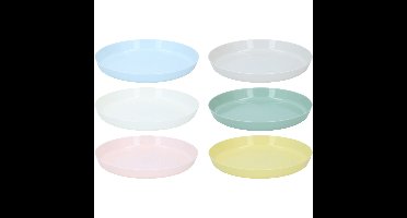 Borden - 6x - gekleurd - kunststof - D18,5 cm - herbruikbaar