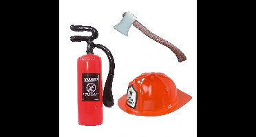 Brandweerman verkleed set - 3 delig - voor volwassenen - helm - gereedschap