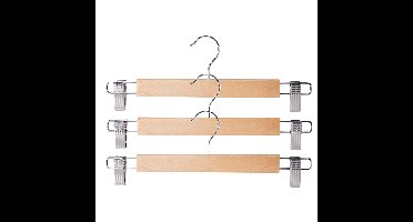Broeken/rokken kledinghangers - set 3x stuks - hout - 33 cm - naturel