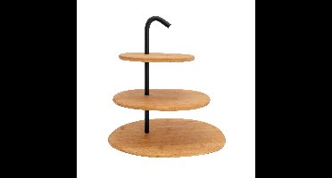 Buffet en tafel etagere met 3 lagen - bamboe hout - 25 x 32 cm - hapjes serveren