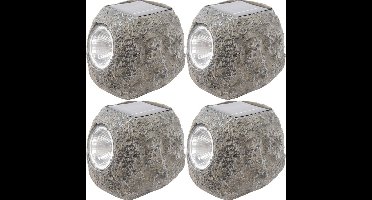 Buiten spot solar verlichting - 4x - steen - LED - 10 x 12 cm