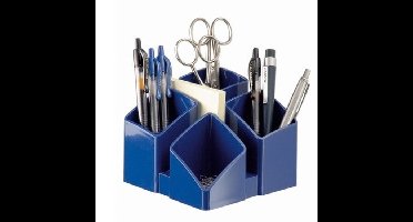 Bureau organizer/pennenbakje Scala - blauw 4- vaks- 12 x 12 x 10 cm - organisers kantoor artikelen