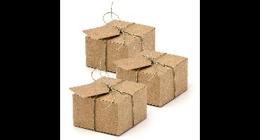 Cadeaudoosje Kraft - Bruiloft bedankje - 50x stuks met etiketten - bruin - 6 x 4 cm