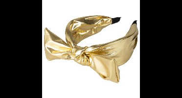 Carnaval verkleed metallic diadeem - met strik - goud - kunststof - dames - hoofdband