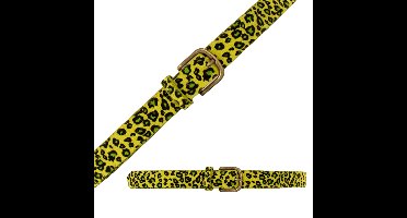 Carnaval verkleed riem - luipaard-/panterprint - geel - Dames - gouden gesp