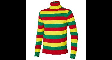 Carnaval verkleed trui Limburg - col - rood/geel/groen gestreept - dames / heren - turtleneck