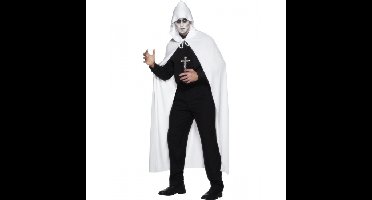 Carnavalskleding Witte lange cape met capuchon