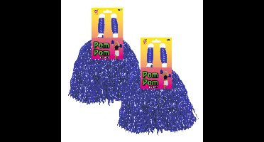 Cheerballs/pompoms - 4x - blauw - met ringgreep - 30 cm - cheerleader pompons