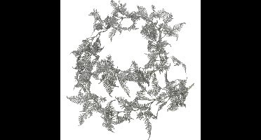 Christmas Decoration Guirlande - 2x - verlicht - bladeren - zilver - 150 cm - lichtsnoer - kerstvers