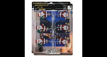 Christmas Decoration raamstickers kerstmannen - 2x - met verlichting - raamversiering lichtsnoer