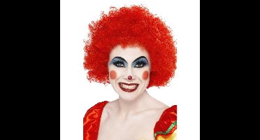 Clownspruik - rood - afro pruik - krullen - volwassenen - carnaval