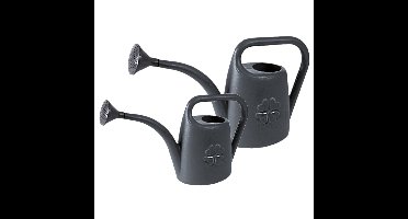 Combi-set kunststof bloemen/planten gieters met broeskop/sproeikop antraciet 1.8 en 4,5 liter
