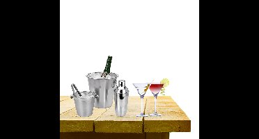 Complete bar set met 4x Martini cocktailglazen en cocktailshaker