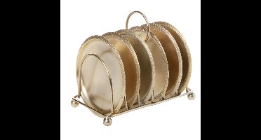 Cosy & Trendy Glazenonderzetters - 6x - goudkleurig - in houder - 10 cm