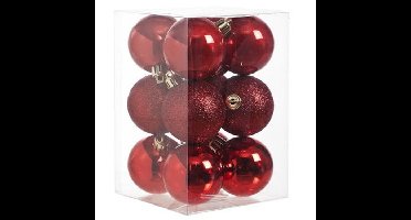 Cosy & Trendy Kerstballen - 12x stuks - rood - kunststof - 6 cm -onbreekbaar - kerstversiering