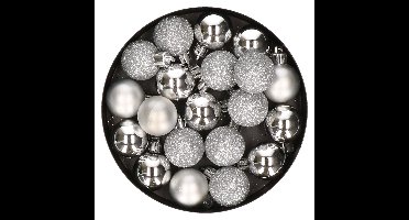 Cosy & Trendy Kerstballen - 20x kunststof - zilver - 3 cm - mat glans glitter