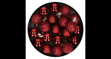 Cosy & Trendy Kerstballen - 20x stuks - klein - donkerrood - 3 cm