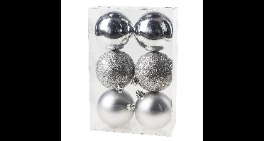 Cosy & Trendy Kerstballen - 6x st - zilver - 8 cm - kunststof - kerstversiering